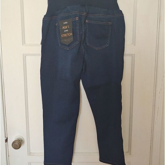 🌟HP🌟Celebrity Pink Maternity Jeans Ankle/Cropped Dark Wash Stretchy XL NWT - Picture 2 of 9